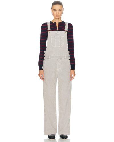 Miu Miu Corduroy Overalls in Granito .